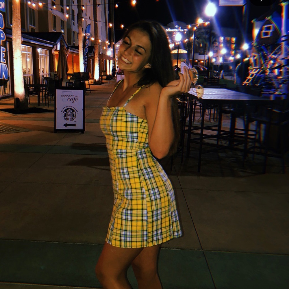 Yellow plaid dress